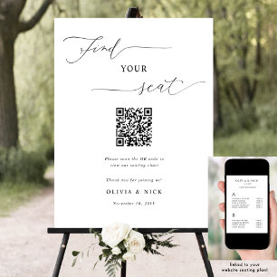Elegant QR Code Wedding Seating Plan Sign