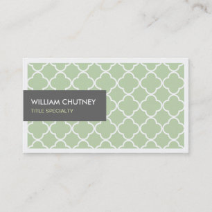 Elegant Quatrefoil Pattern in Chic Lime Green Business Card