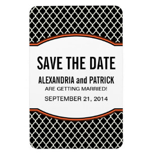 Elegant Quatrefoil Save the Date Magnet, Orange Magnet