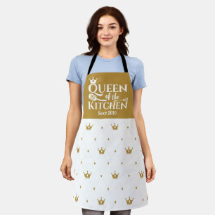 elegant queen crown chic pattern apron