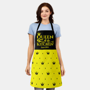 elegant queen crown chic pattern apron