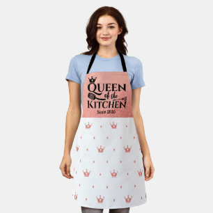 elegant queen crown chic pattern apron