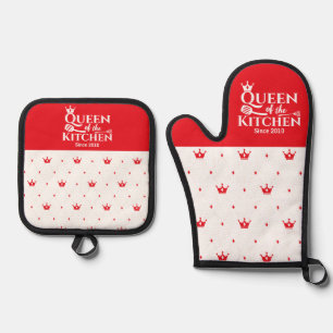 elegant queen crown chic pattern custom oven mitt & pot holder set