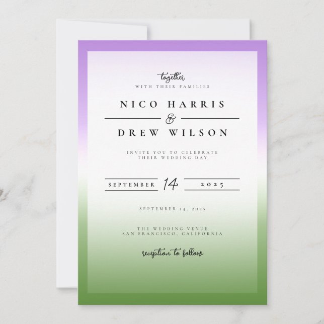 Elegant Queer Pride Wedding  Invitation (Front)