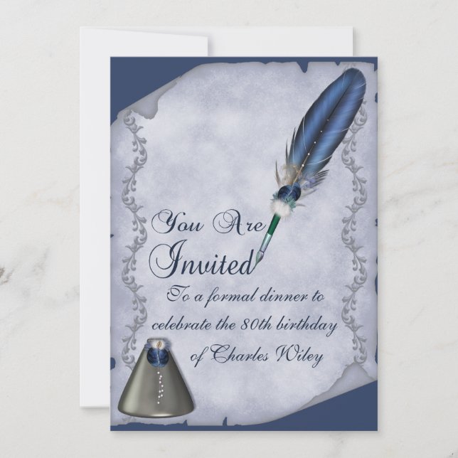 Elegant Quill and Inkwell Invitation (Front)