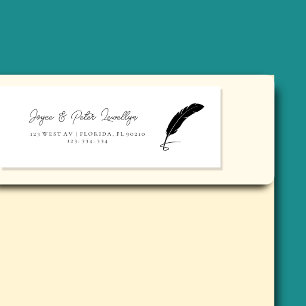 Elegant Quill Feather Return Address Labels