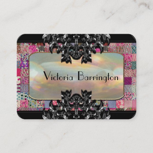 Elegant Quilt Round Business Card (Front)