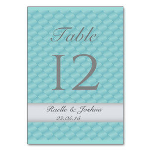 Elegant quilt teal silver wedding table number