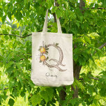 Elegant Quince Fruit Botanical Monogram Q Custom Tote Bag<br><div class="desc">This beautiful tote bag features a letter 'Q' monogram adorned with quince fruits,  leaves and natural tree branches. Perfect for a personalised and elegant accessory.</div>