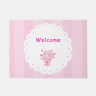 Elegant Quinceañera Floral Bouquet Pink & White Doormat