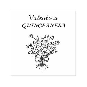 Elegant Quinceañera Floral Bouquet   Pink & White  Self-inking Stamp