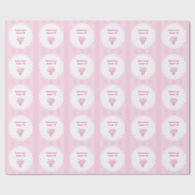 Elegant Quinceañera Floral Bouquet | Pink & White  Wrapping Paper (Flat)