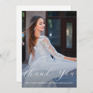 Elegant Quinceanera Floral Script Thank You Photo Invitation