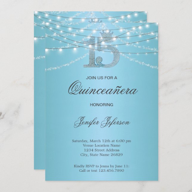 Elegant Quinceanera Invitation (Front/Back)