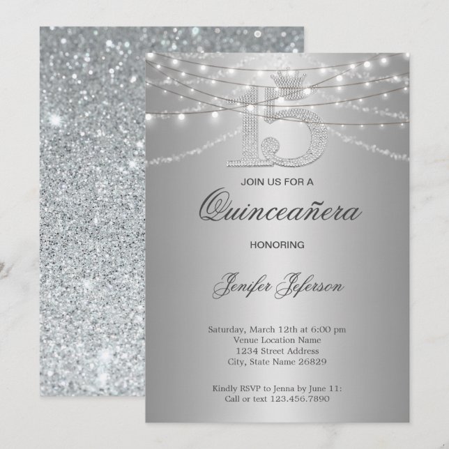 Elegant Quinceanera Invitation (Front/Back)