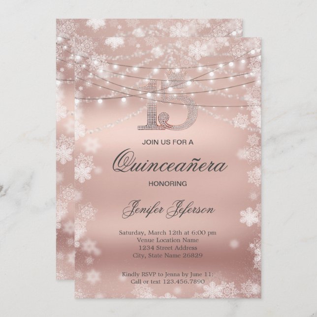 Elegant Quinceanera Invitation (Front/Back)
