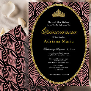 Elegant Quinceanera Invitation Pink Art Deco