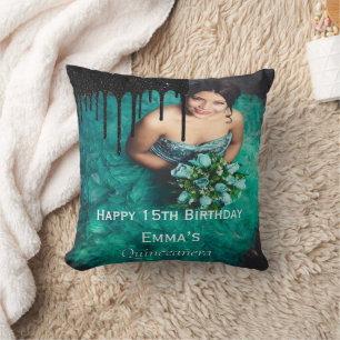 Elegant Quinceañera Photo 15th 16th Birthday  Cushion