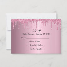 Elegant Quinceañera Pink and Gold Glitter Drips