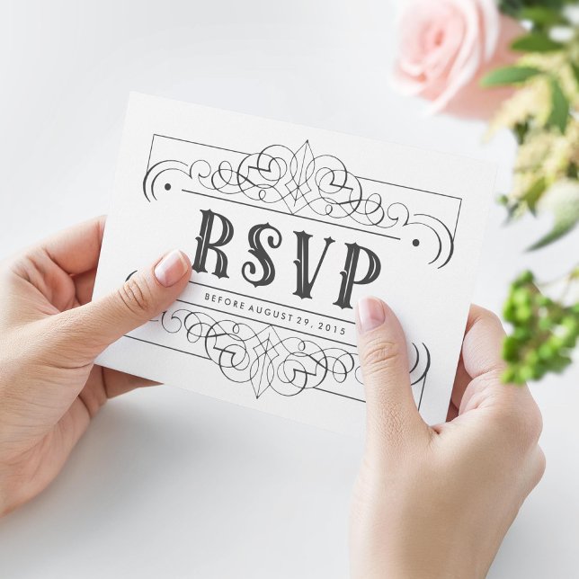 Elegant Quinceañera South Western Black and White RSVP Card (Creator Uploaded)