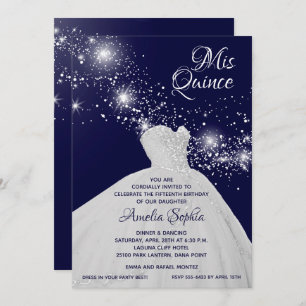 Elegant Quinceañera White Gown Invitations