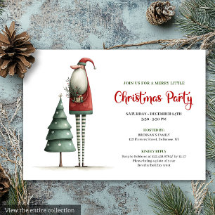 Elegant Quirky Santa Christmas Holiday Invitation