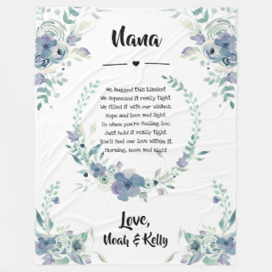Elegant Quote Floral Grandma Nana from Grandkids Fleece Blanket