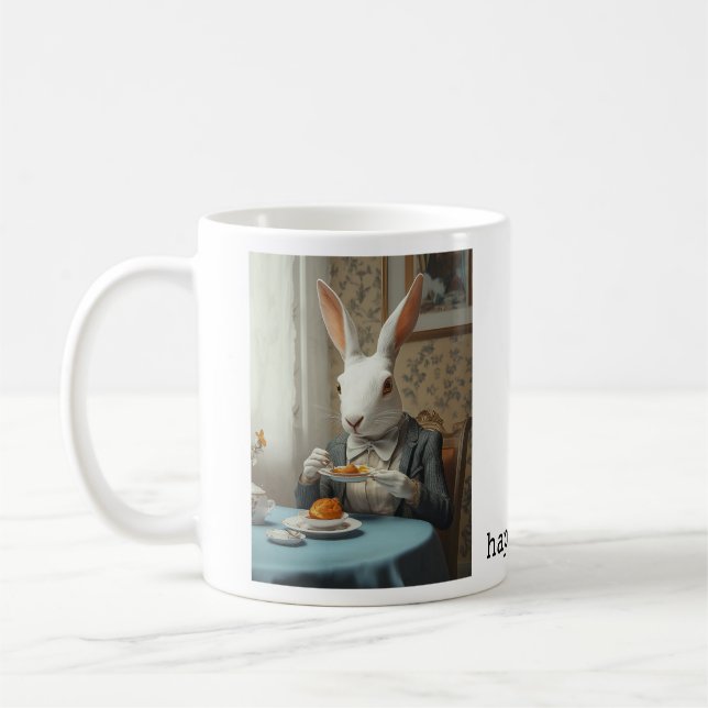 Elegant Rabbit at Tea Time Coffee Mug (Left)