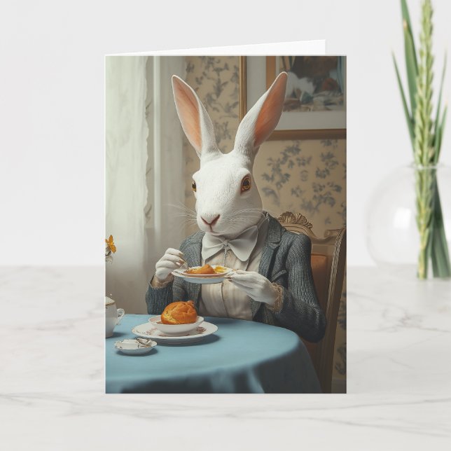 Elegant Rabbit at Tea Time Invitation (Front)