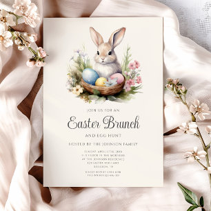 Elegant Rabbit Egg Hunt And Easter Brunch  Invitation