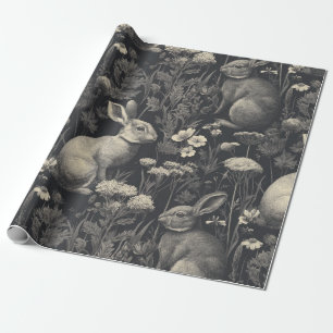 Elegant Rabbit Toile Floral Vintage Pattern (10) Wrapping Paper