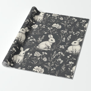 Elegant Rabbit Toile Floral Vintage Pattern (1) Wrapping Paper