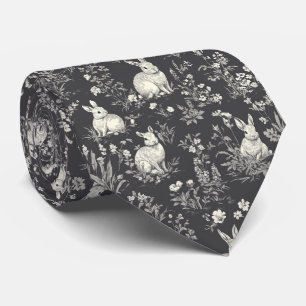 Elegant Rabbit Toile Floral Vintage Pattern (3) Tie