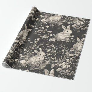 Elegant Rabbit Toile Floral Vintage Pattern (4) Wrapping Paper