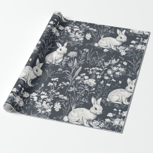 Elegant Rabbit Toile Floral Vintage Pattern (5) Wrapping Paper