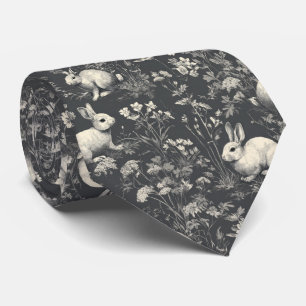 Elegant Rabbit Toile Floral Vintage Pattern (8) Tie