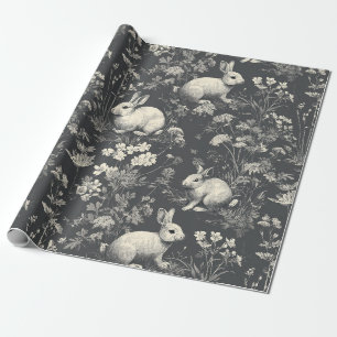 Elegant Rabbit Toile Floral Vintage Pattern (8) Wrapping Paper