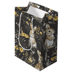 Elegant Rabbit Toile Floral Vintage Pattern (9) Medium Gift Bag