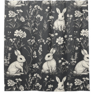 Elegant Rabbit Toile Floral Vintage Pattern Shower Curtain