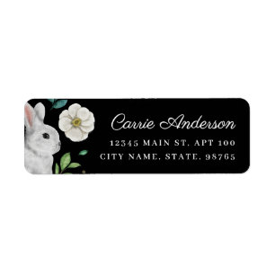 Elegant Rabbit & White Rose Spring Address Return Address Label