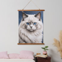 Elegant Ragdoll Cat Portrait Artwork Blue Eyes