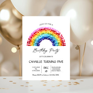 Elegant Rainbow Birthday party Invitation