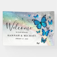 Elegant Rainbow Blue Butterfly Wedding Welcome