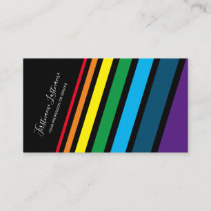 Elegant rainbow colour stripes on noble black business card
