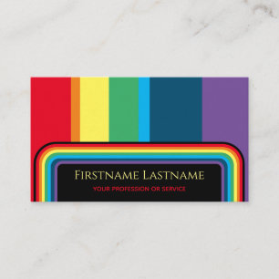 Elegant rainbow colour stripes rounded rectangles business card