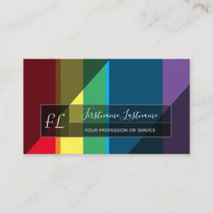 Elegant rainbow colour stripes triangle monogram business card