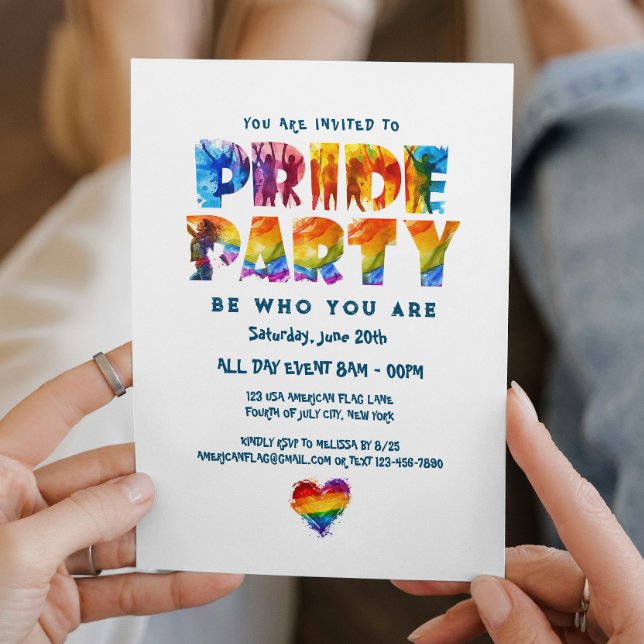 Elegant Rainbow Coloured Letters Pride Party Invitation (Creator Uploaded)