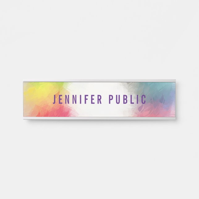 Elegant Rainbow Colours Colourful Trendy Custom Door Sign (Front)