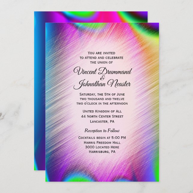 Elegant Rainbow Colours Wedding Invitations (Front/Back)