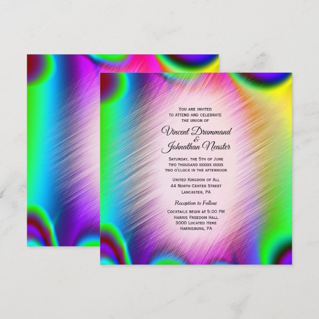 Elegant Rainbow Colours Wedding Invitations (Front/Back)